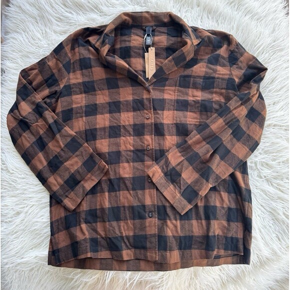 Skims Flannel Sleep Top Jasper Buffalo Check Size Large - Picture 2 of 11